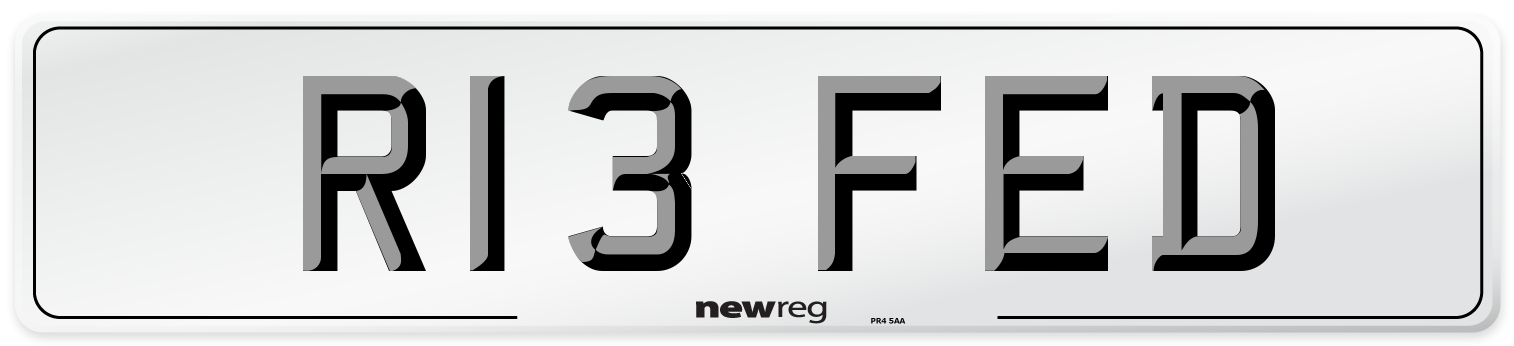 R13 FED Number Plate from New Reg